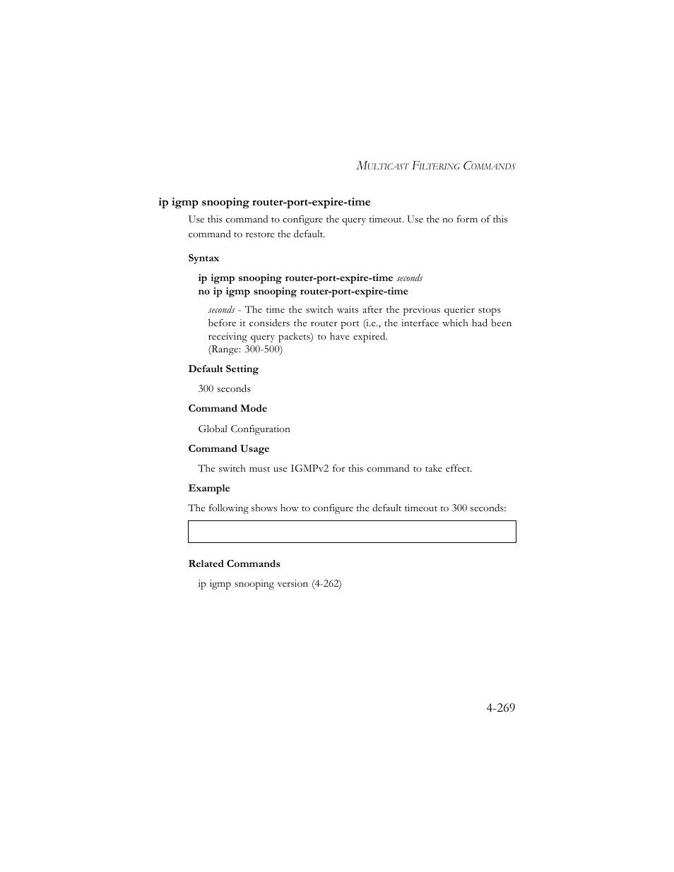 Ip igmp snooping router-port-expire-time, Ip igmp snooping router-port-expire-time -269 | SMC Networks SMC TigerStack III SMC6824MPE User Manual | Page 531 / 570