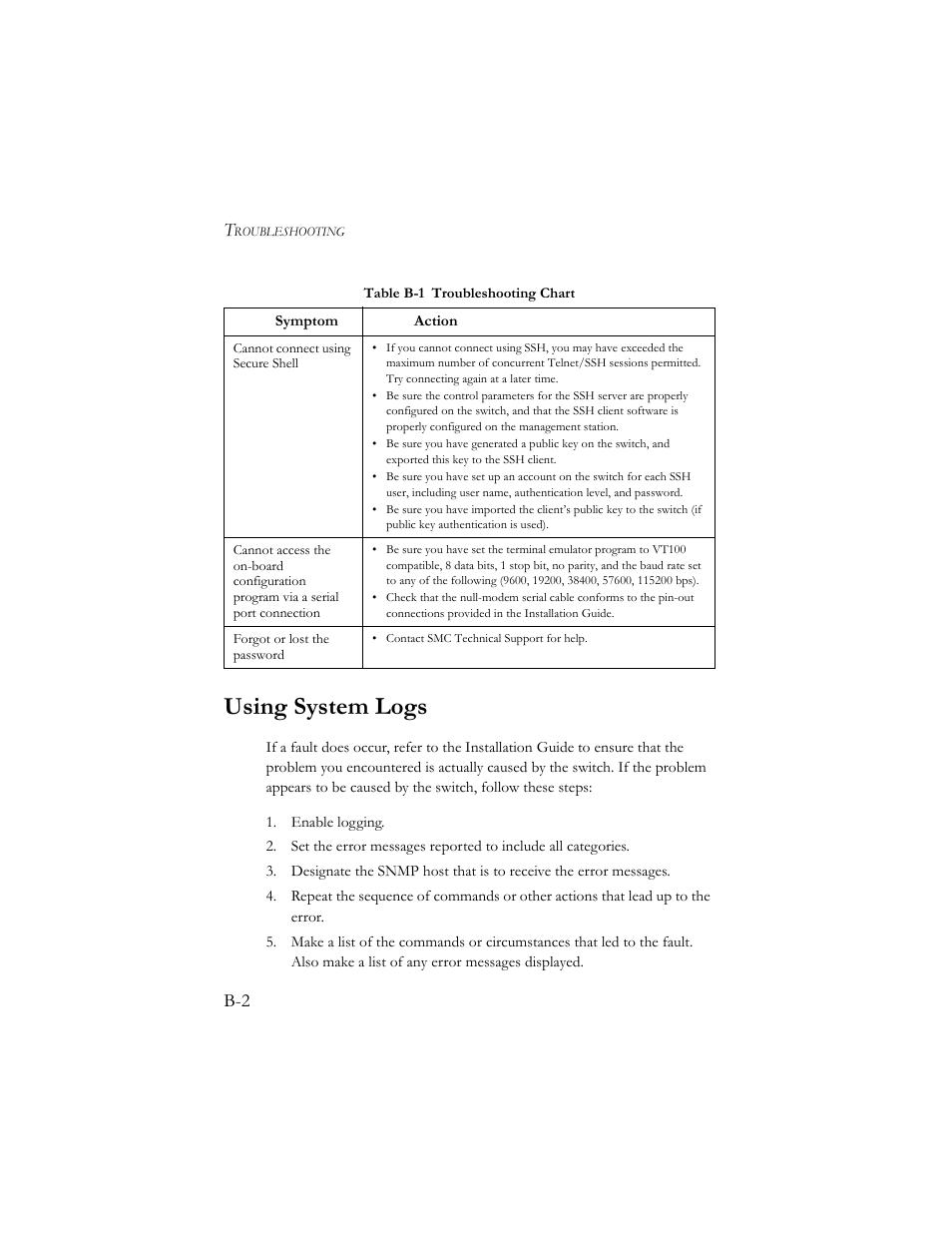 Using system logs | SMC Networks SMC TigerStack III SMC6824MPE User Manual | Page 554 / 570