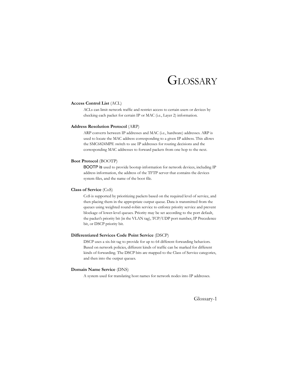 Glossary, Lossary | SMC Networks SMC TigerStack III SMC6824MPE User Manual | Page 557 / 570