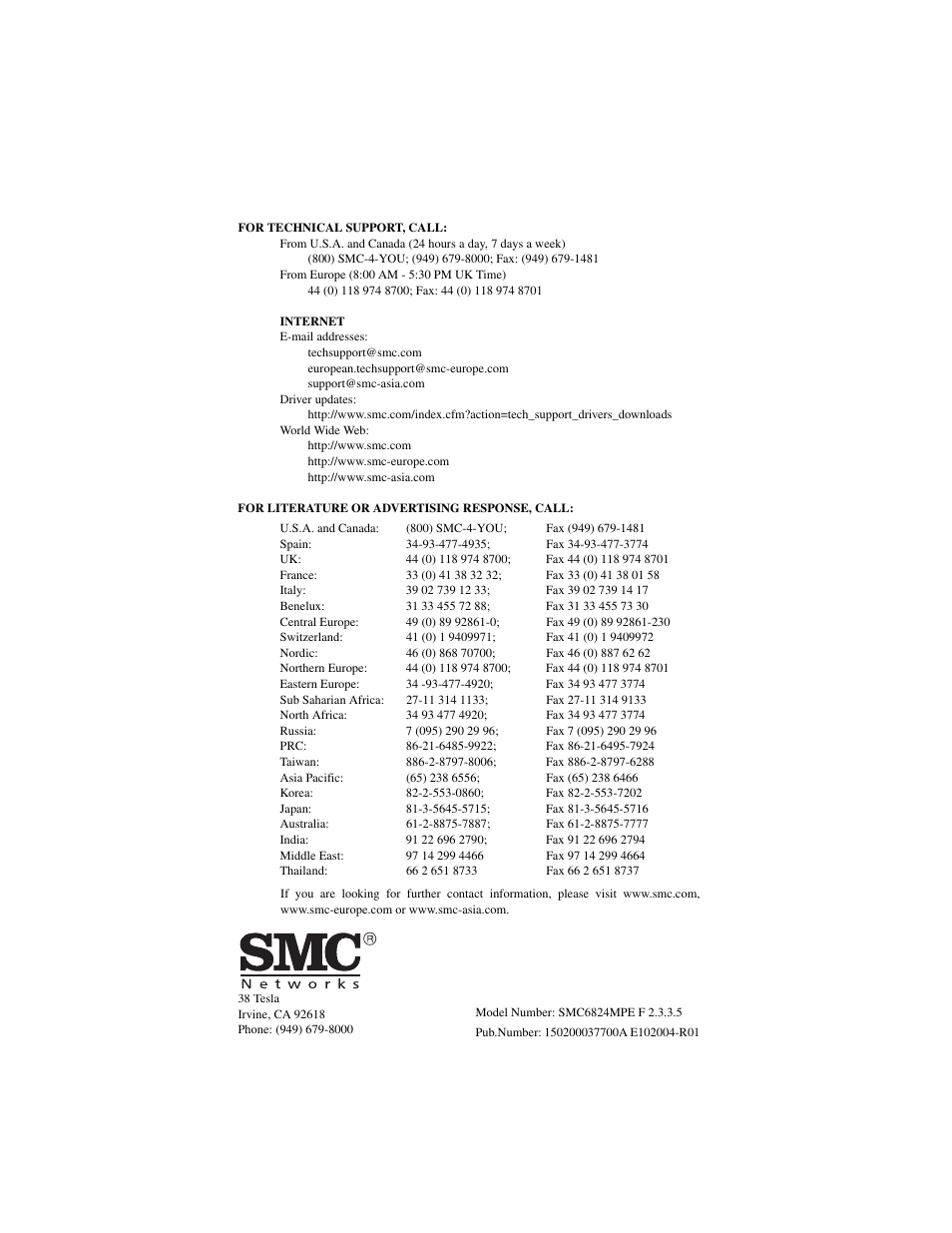 SMC Networks SMC TigerStack III SMC6824MPE User Manual | Page 570 / 570
