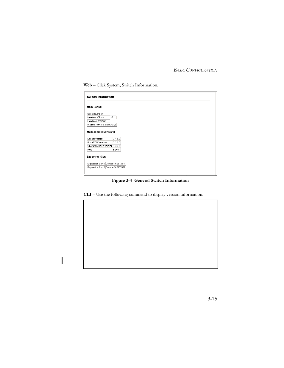 Figure 3-4, General switch information -15 | SMC Networks SMC TigerStack III SMC6824MPE User Manual | Page 65 / 570