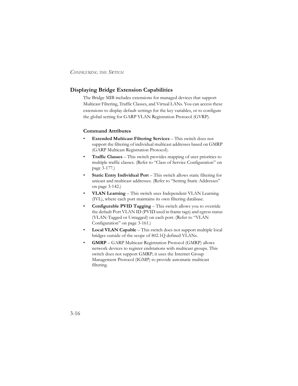 Displaying bridge extension capabilities, Displaying bridge extension capabilities -16 | SMC Networks SMC TigerStack III SMC6824MPE User Manual | Page 66 / 570