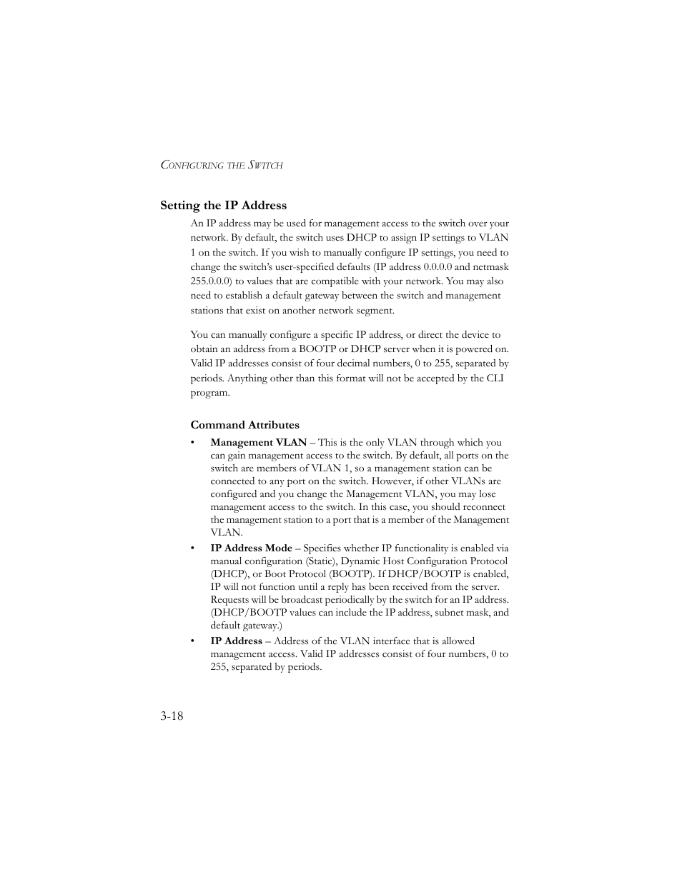 Setting the ip address, Setting the ip address -18 | SMC Networks SMC TigerStack III SMC6824MPE User Manual | Page 68 / 570