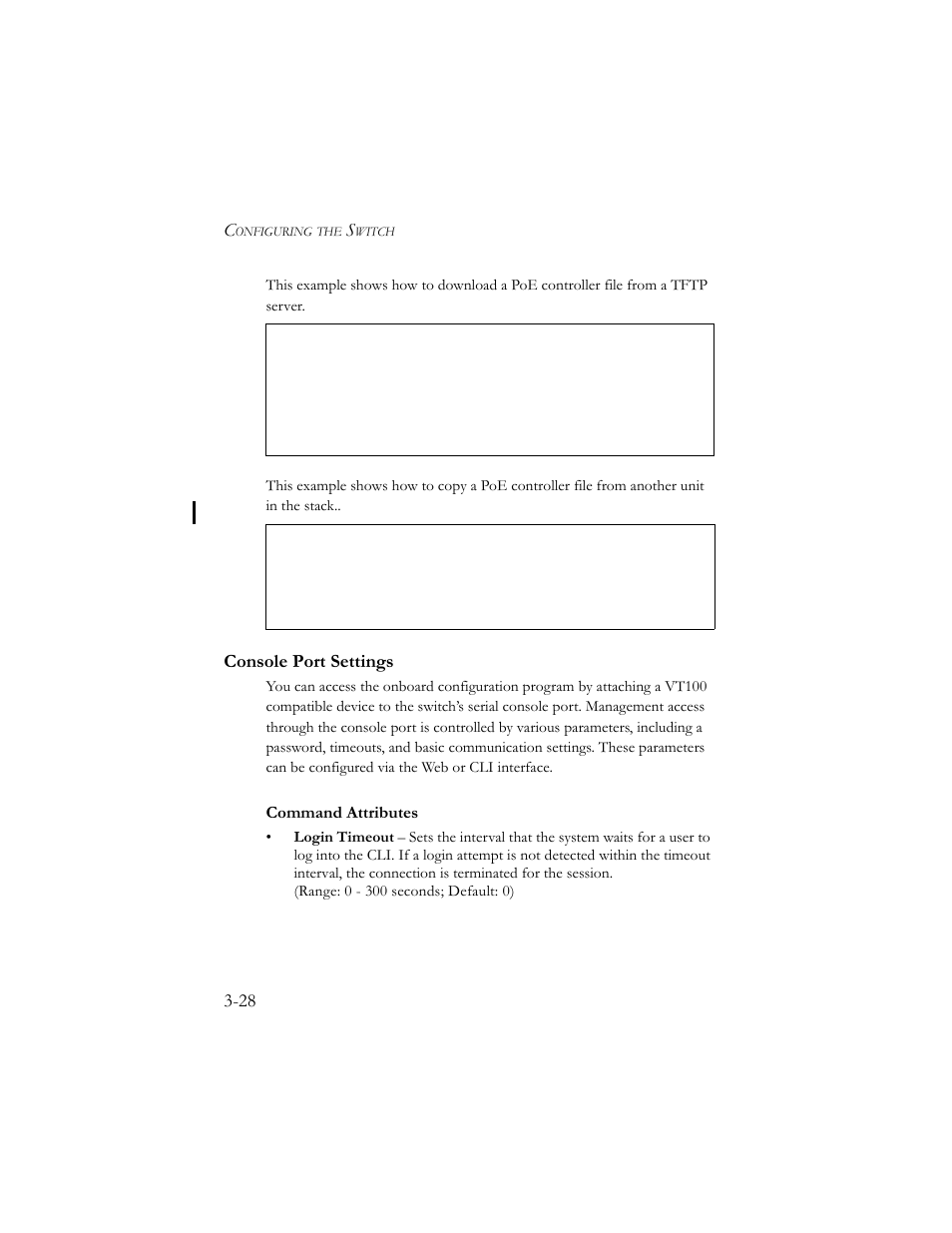 Console port settings, Console port settings -28, Command attributes | SMC Networks SMC TigerStack III SMC6824MPE User Manual | Page 78 / 570