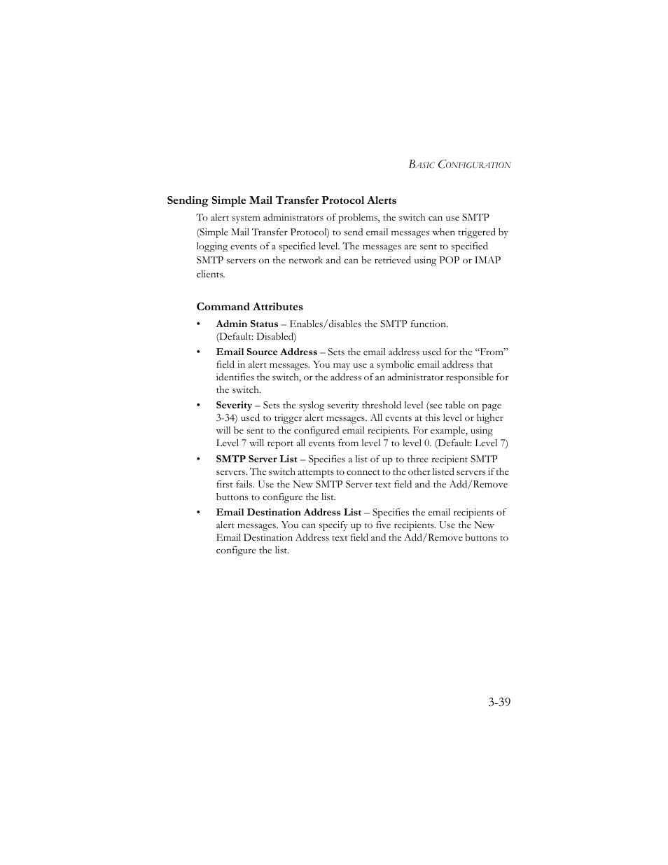 Sending simple mail transfer protocol alerts, Sending simple mail transfer protocol alerts -39 | SMC Networks SMC TigerStack III SMC6824MPE User Manual | Page 89 / 570