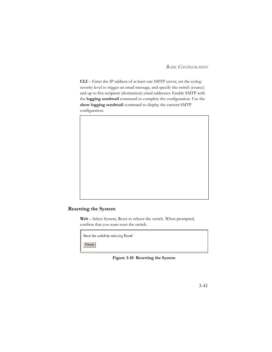 Resetting the system, Resetting the system -41, Figure 3-18 resetting the system -41 | SMC Networks SMC TigerStack III SMC6824MPE User Manual | Page 91 / 570