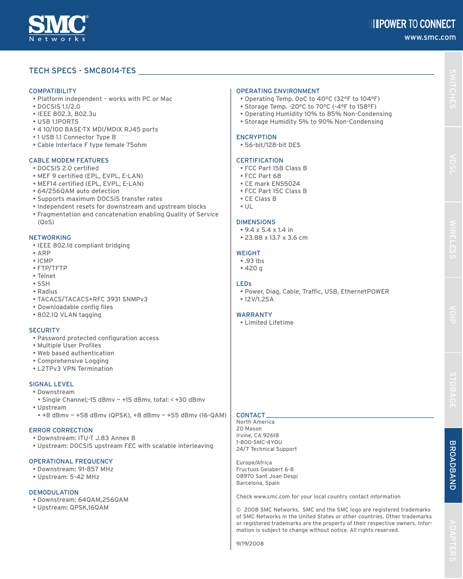 SMC Networks EZ Connect SMC8014-TES User Manual | Page 2 / 2