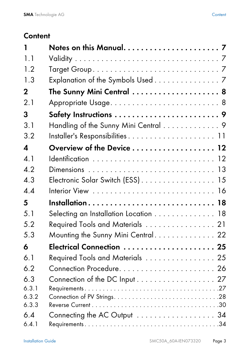 SMC Networks Sunny Mini Central SMC 5000A User Manual | Page 3 / 96