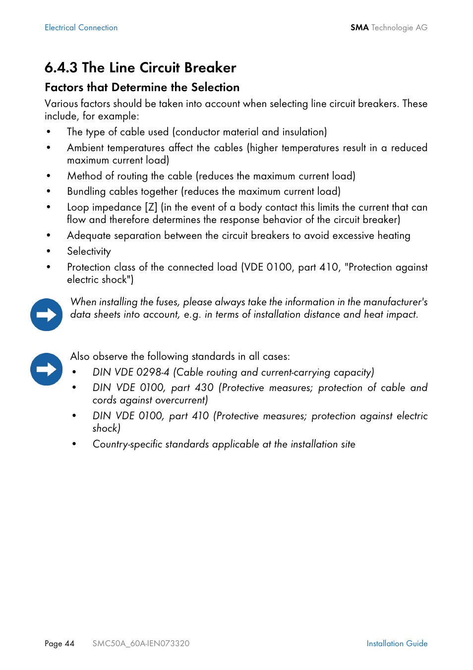 3 the line circuit breaker, The line circuit breaker | SMC Networks Sunny Mini Central SMC 5000A User Manual | Page 44 / 96