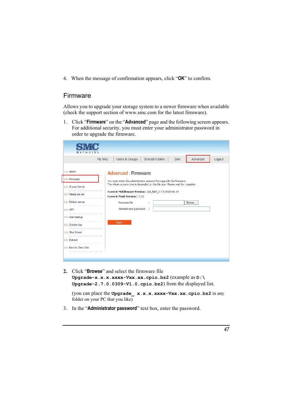 Firmware | SMC Networks SMCNAS24 User Manual | Page 55 / 78