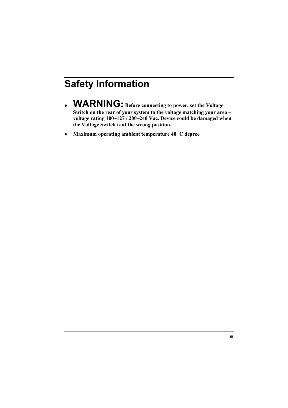 Safety information, Warning | SMC Networks SMCNAS24 User Manual | Page 6 / 78