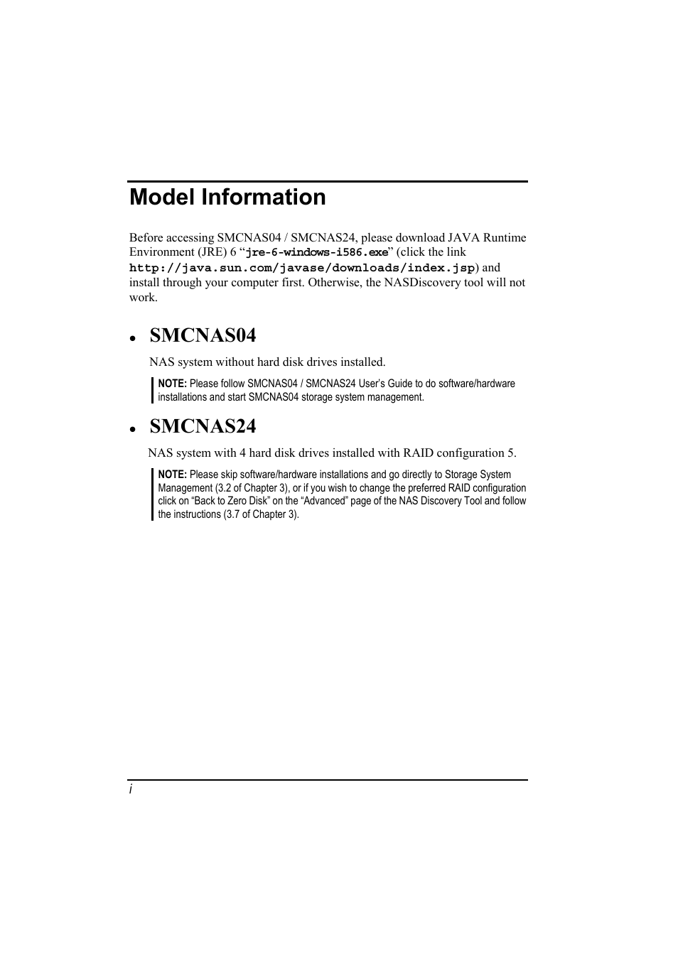 Model information, Smcnas04, Smcnas24 | SMC Networks SMCNAS24 User Manual | Page 7 / 78