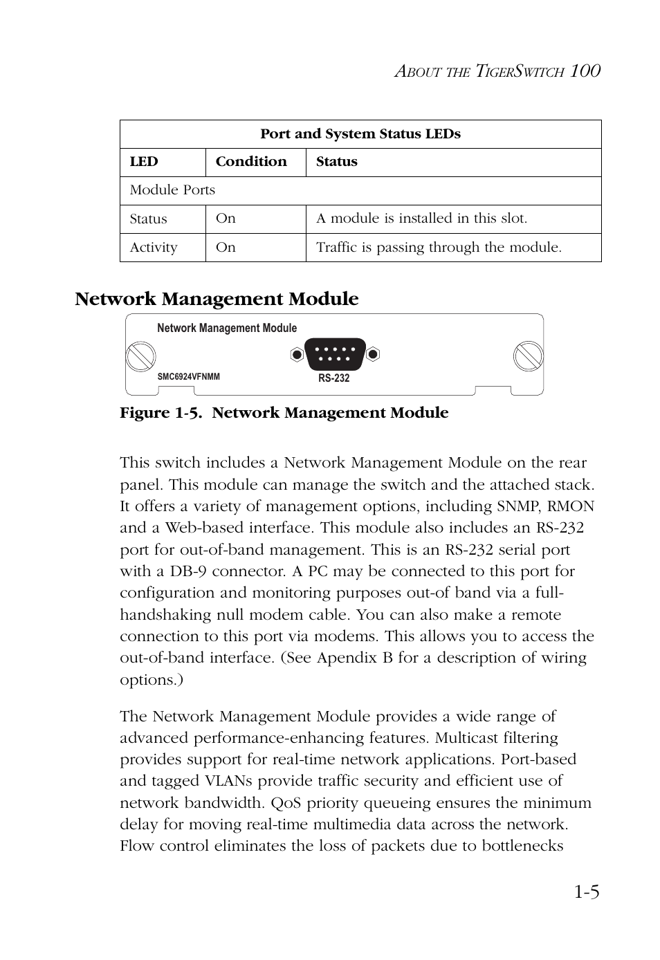 Network management module, Network management module -5 | SMC Networks 100 User Manual | Page 19 / 90