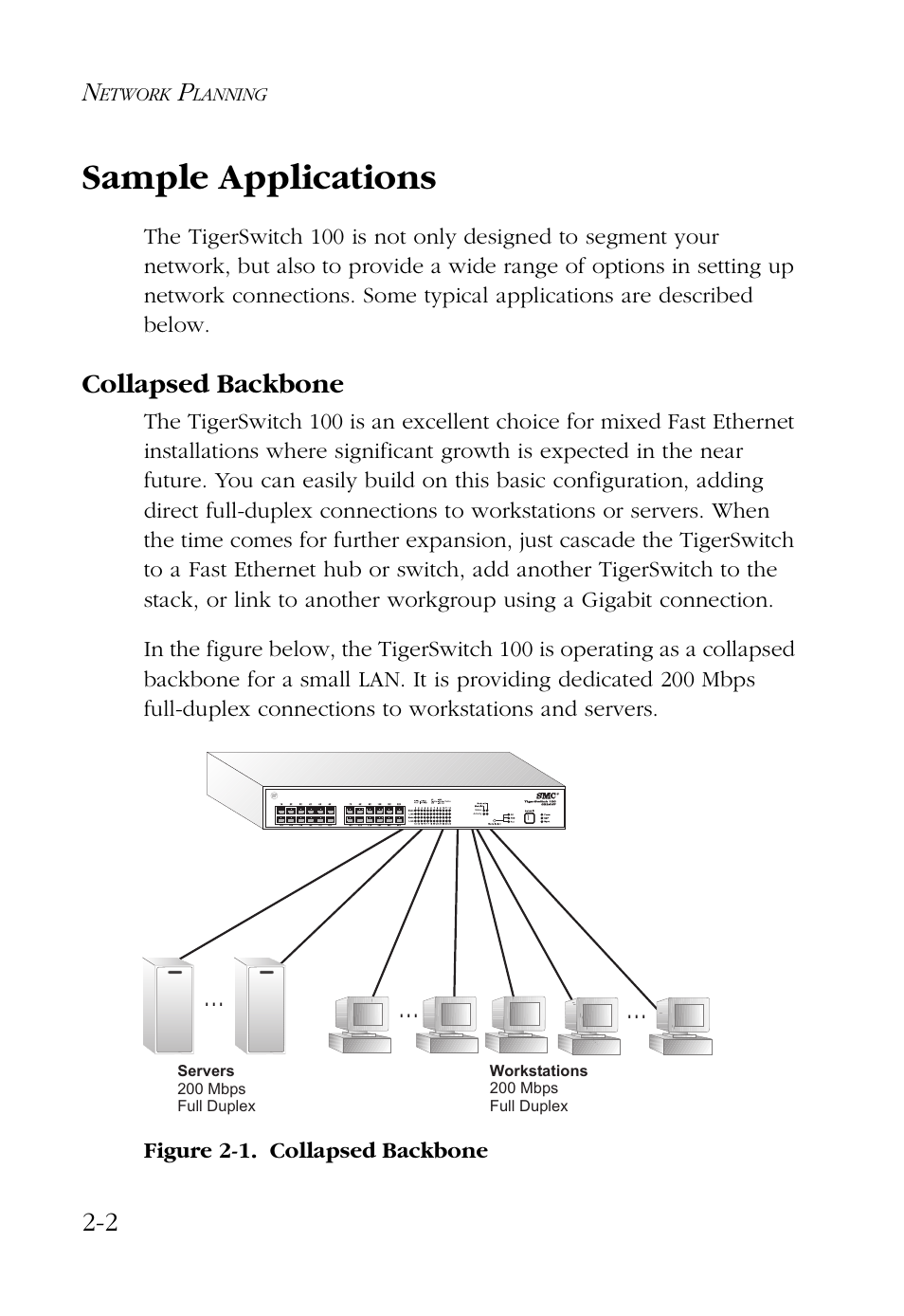 Sample applications, Collapsed backbone, Sample applications -2 | Collapsed backbone -2 | SMC Networks 100 User Manual | Page 30 / 90