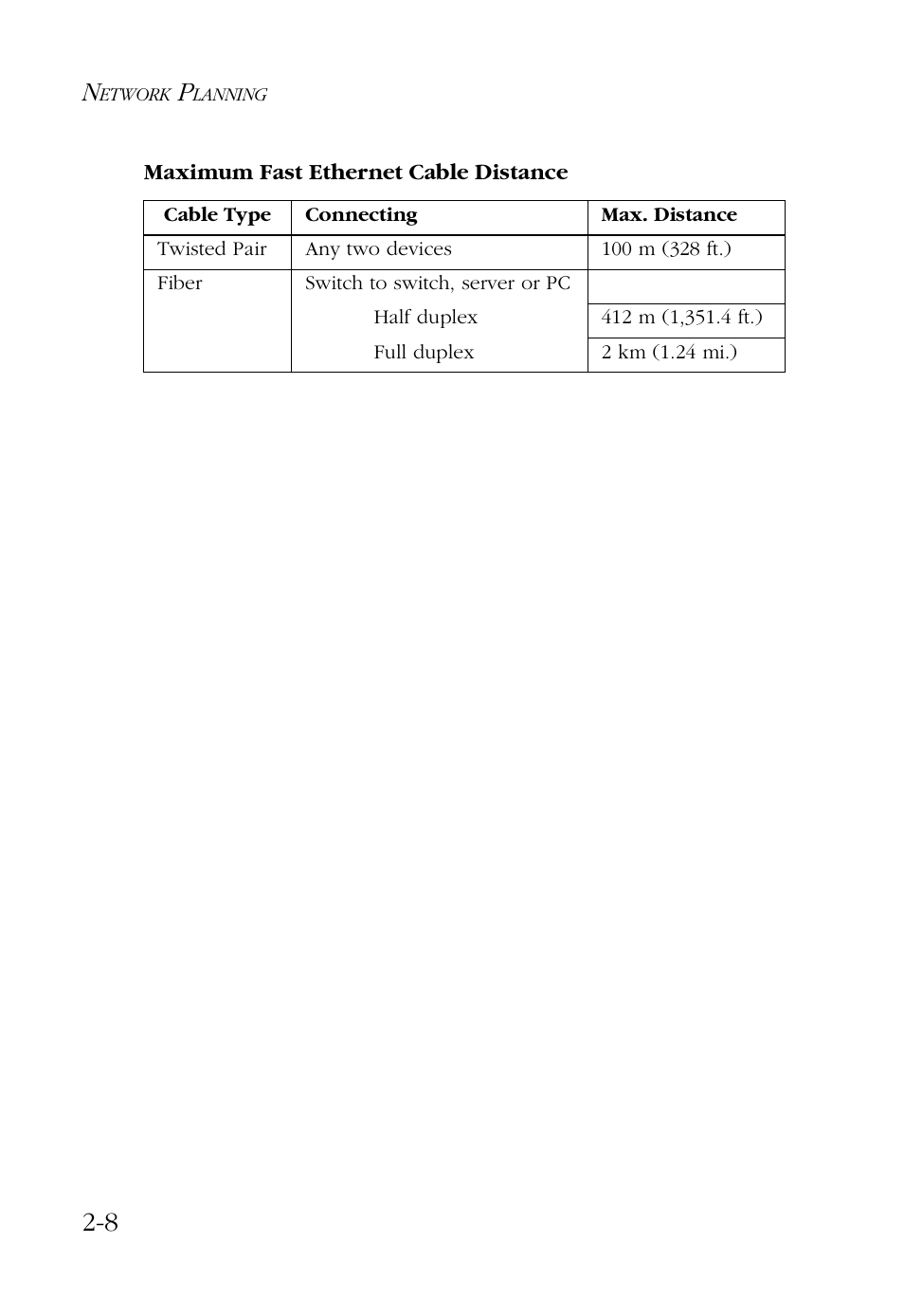 Maximum fast ethernet cable distance | SMC Networks 100 User Manual | Page 36 / 90