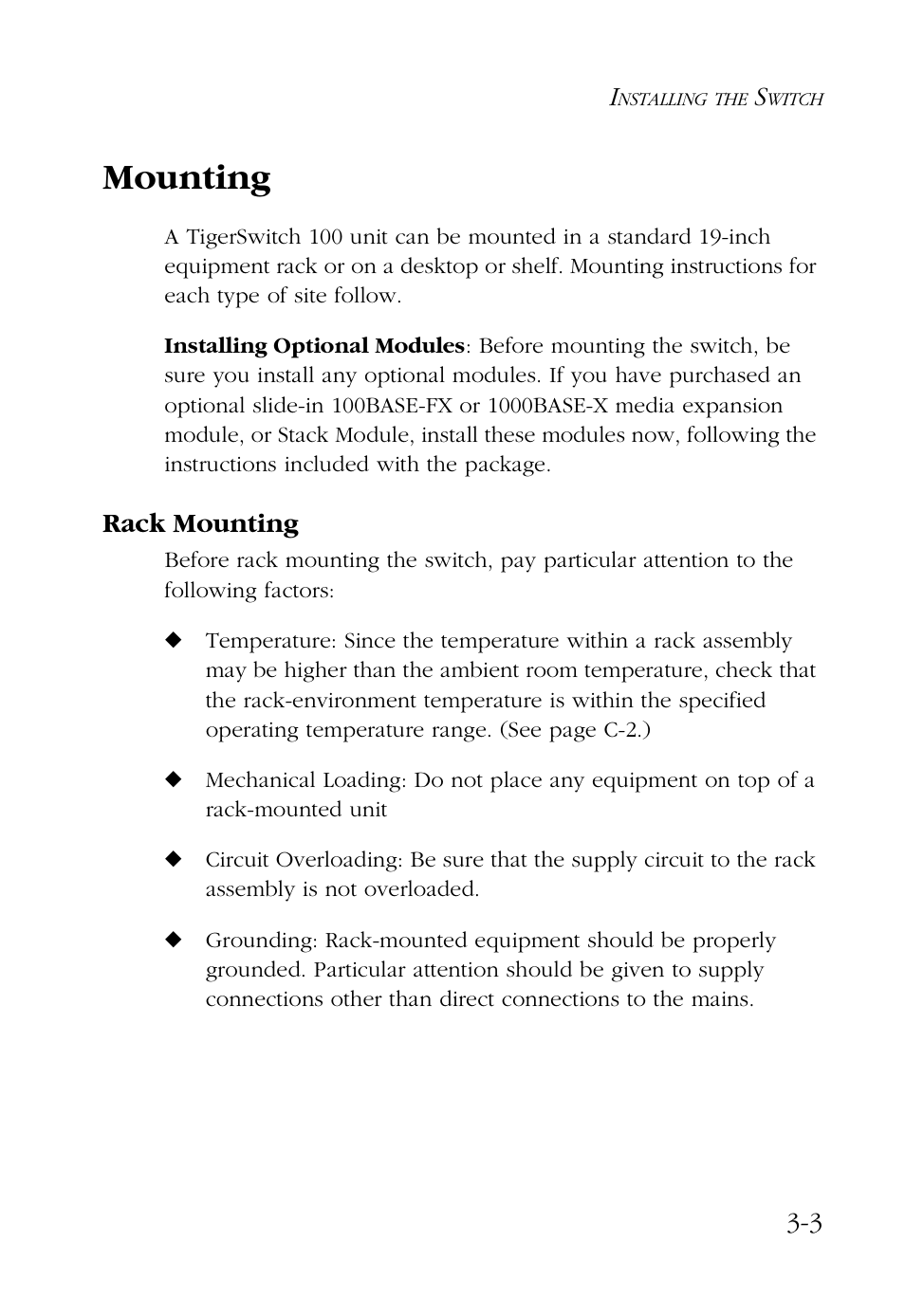 Mounting, Rack mounting, Mounting -3 | Rack mounting -3 | SMC Networks 100 User Manual | Page 41 / 90