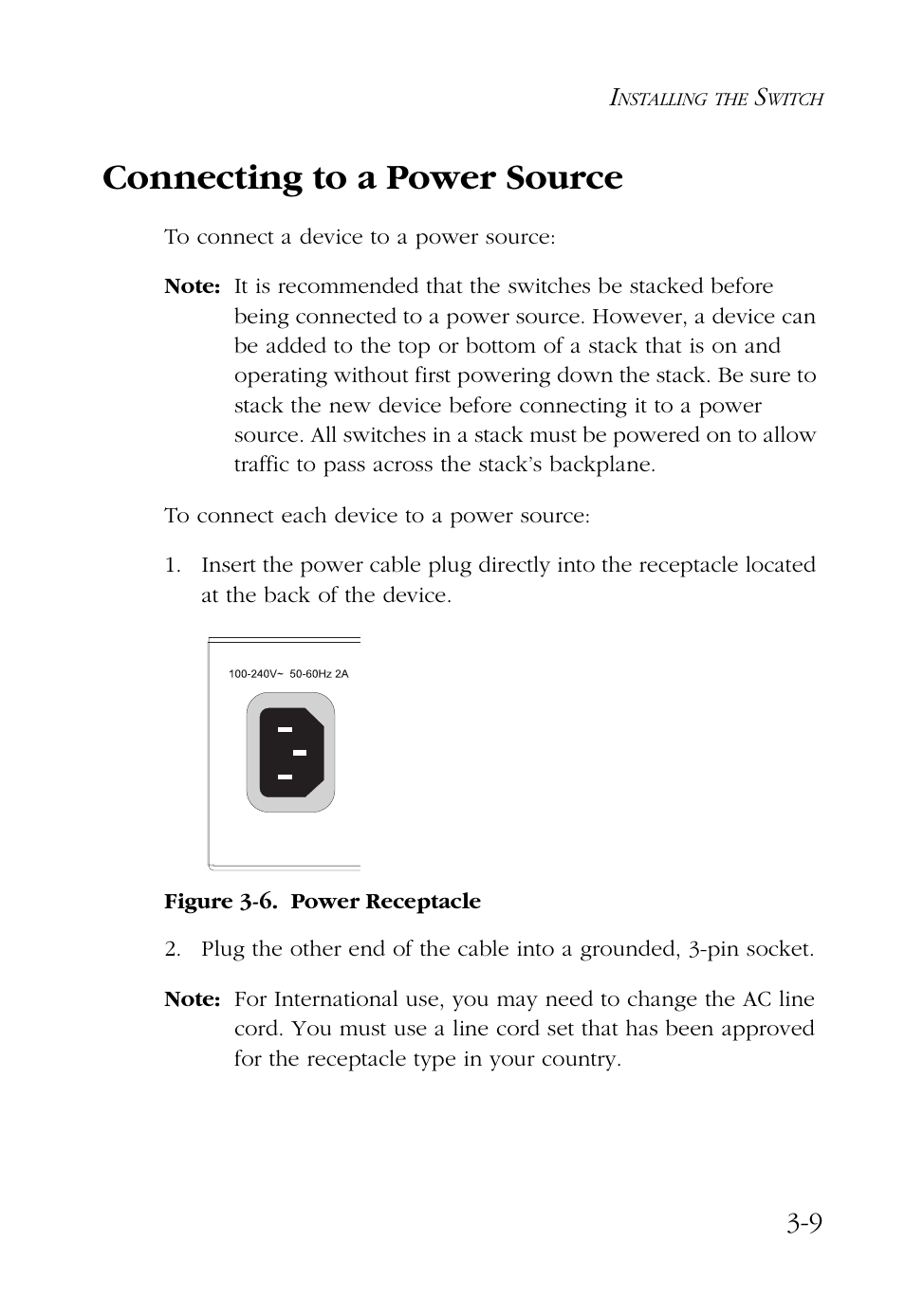 Connecting to a power source, Connecting to a power source -9, Connecting to a | Power source, Connecting to a power, Source” at | SMC Networks 100 User Manual | Page 47 / 90