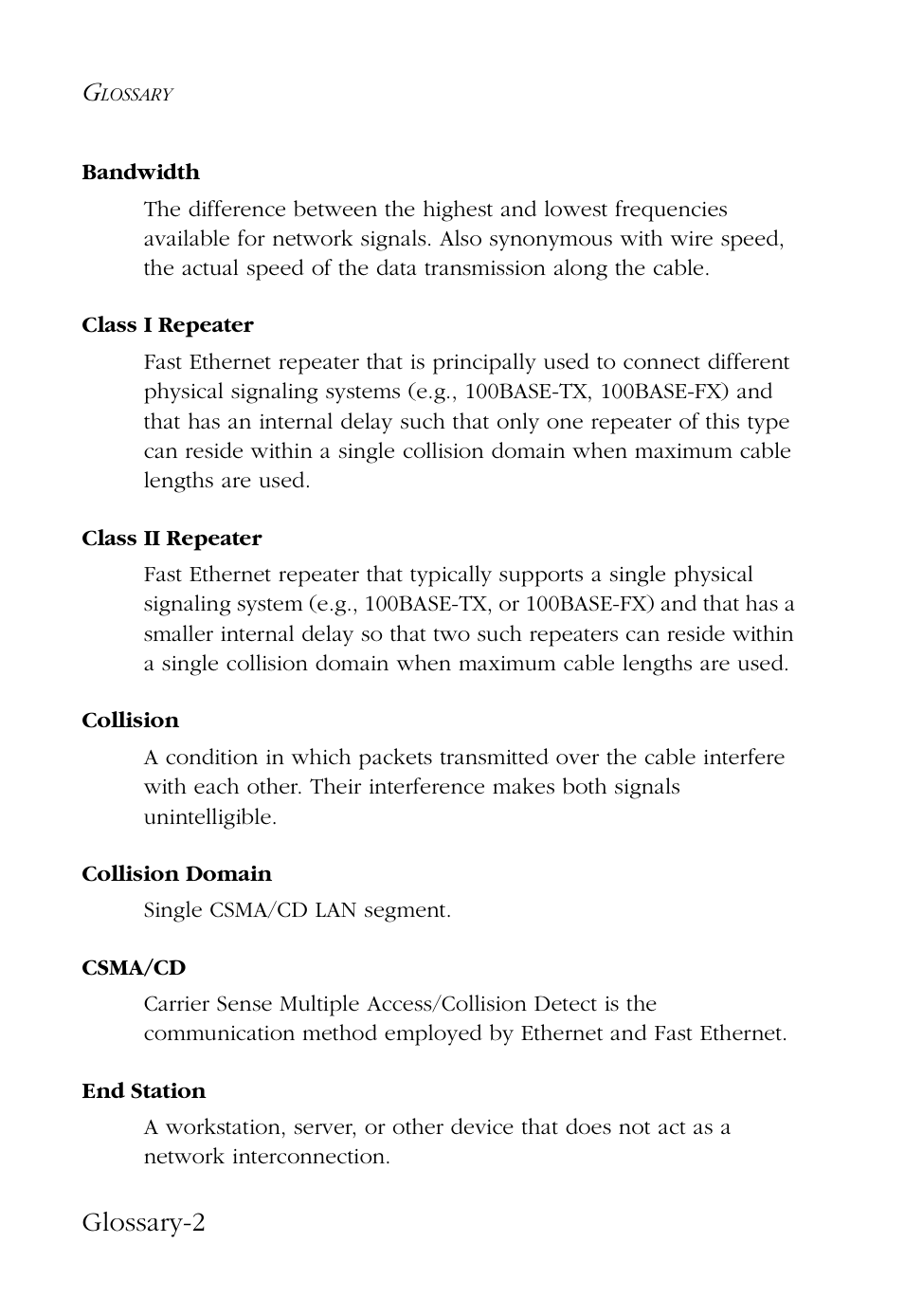 Glossary-2 | SMC Networks 100 User Manual | Page 80 / 90