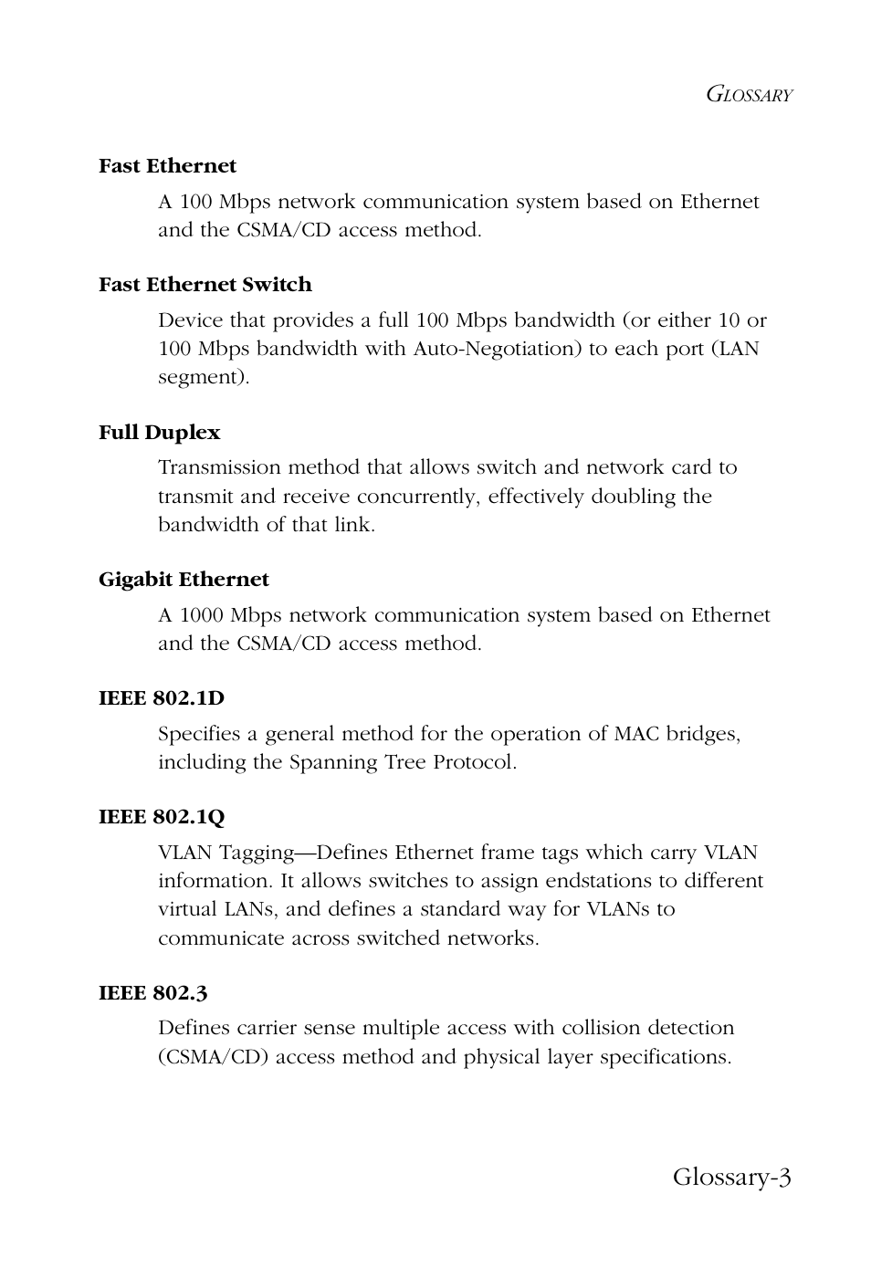 Glossary-3 | SMC Networks 100 User Manual | Page 81 / 90