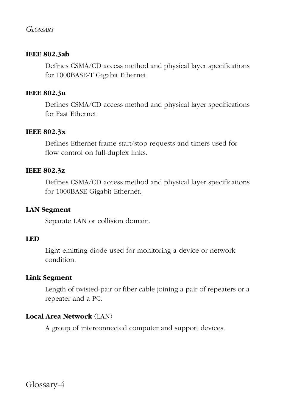 Glossary-4 | SMC Networks 100 User Manual | Page 82 / 90