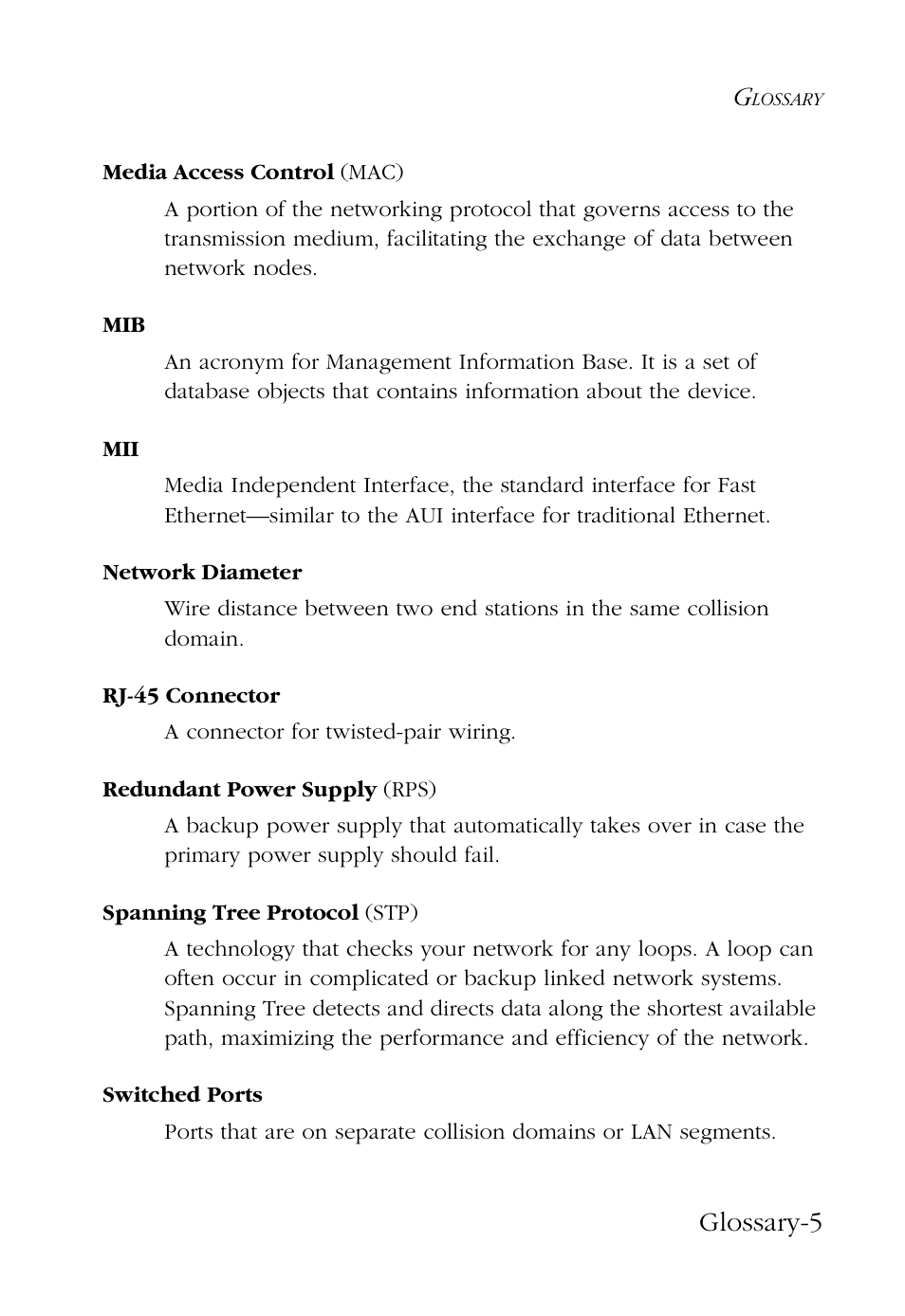 Glossary-5 | SMC Networks 100 User Manual | Page 83 / 90