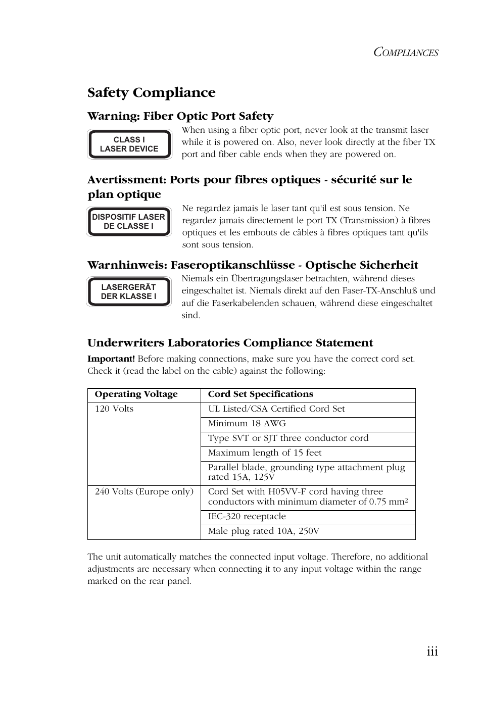 Iii safety compliance | SMC Networks 100 User Manual | Page 9 / 90