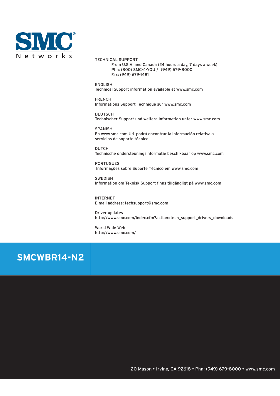 Wbr14-n2_mc2.pdf, Smcwbr14-n2 | SMC Networks BARRICADE SMCWBR14-N2 User Manual | Page 103 / 103