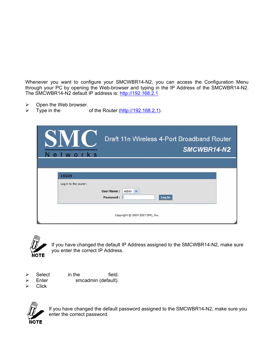 Using the configuration menu | SMC Networks BARRICADE SMCWBR14-N2 User Manual | Page 16 / 103