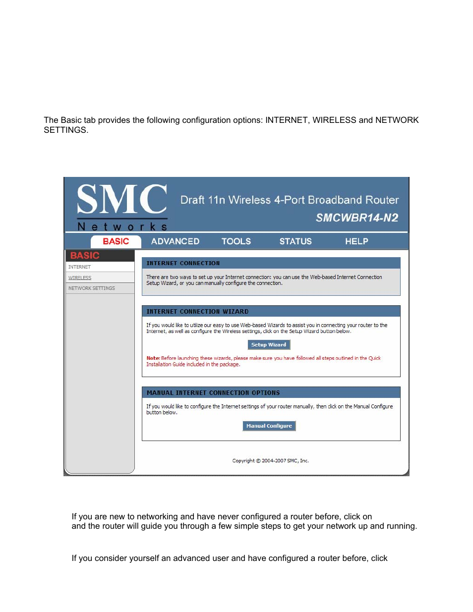 Basic, Basic_internet | SMC Networks BARRICADE SMCWBR14-N2 User Manual | Page 17 / 103