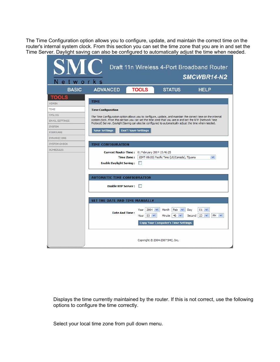 Tools_time | SMC Networks BARRICADE SMCWBR14-N2 User Manual | Page 62 / 103