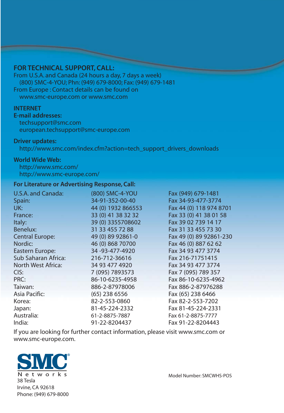 SMC Networks SMCWHS-POS User Manual | Page 18 / 18