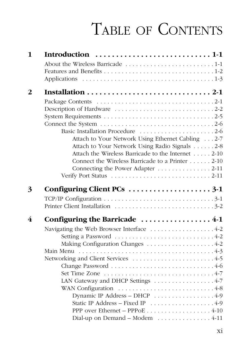 Able, Ontents | SMC Networks Barricade SMC7004AWBR User Manual | Page 11 / 94