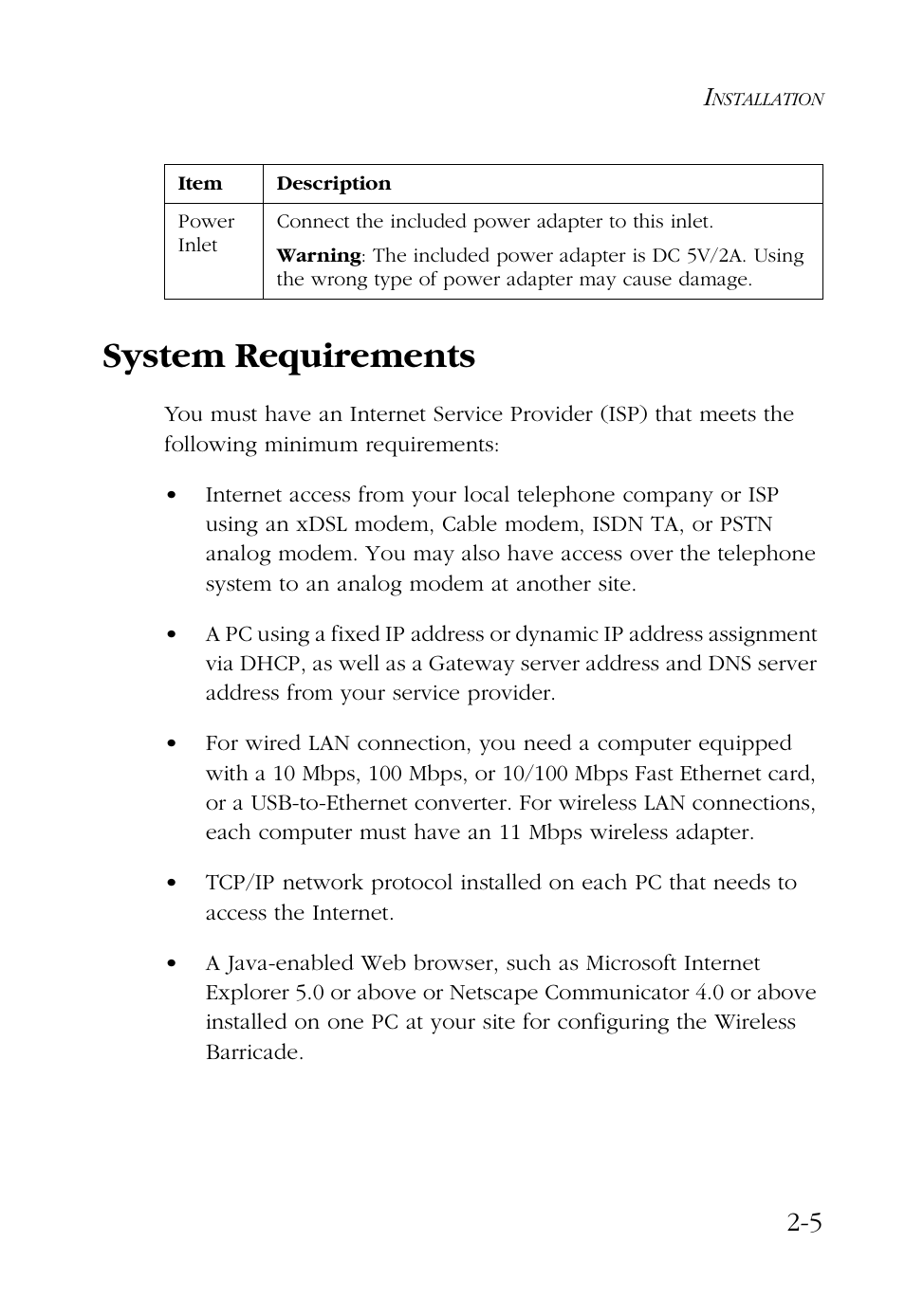 System requirements, System requirements -5 | SMC Networks Barricade SMC7004AWBR User Manual | Page 25 / 94