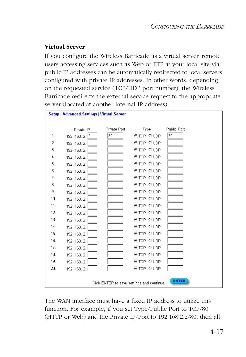 Virtual server, Virtual server -17 | SMC Networks Barricade SMC7004AWBR User Manual | Page 51 / 94