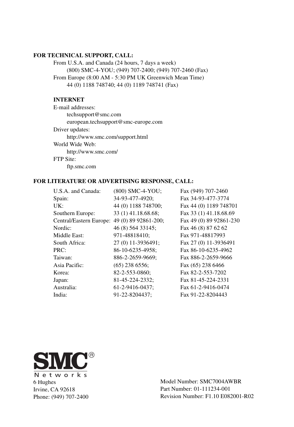 SMC Networks Barricade SMC7004AWBR User Manual | Page 94 / 94