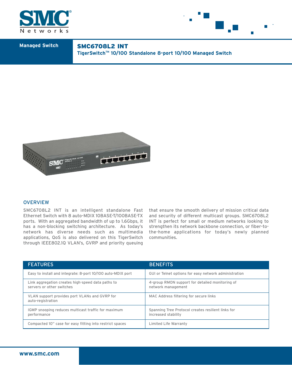 SMC Networks SMC6708L2 INT User Manual | 2 pages