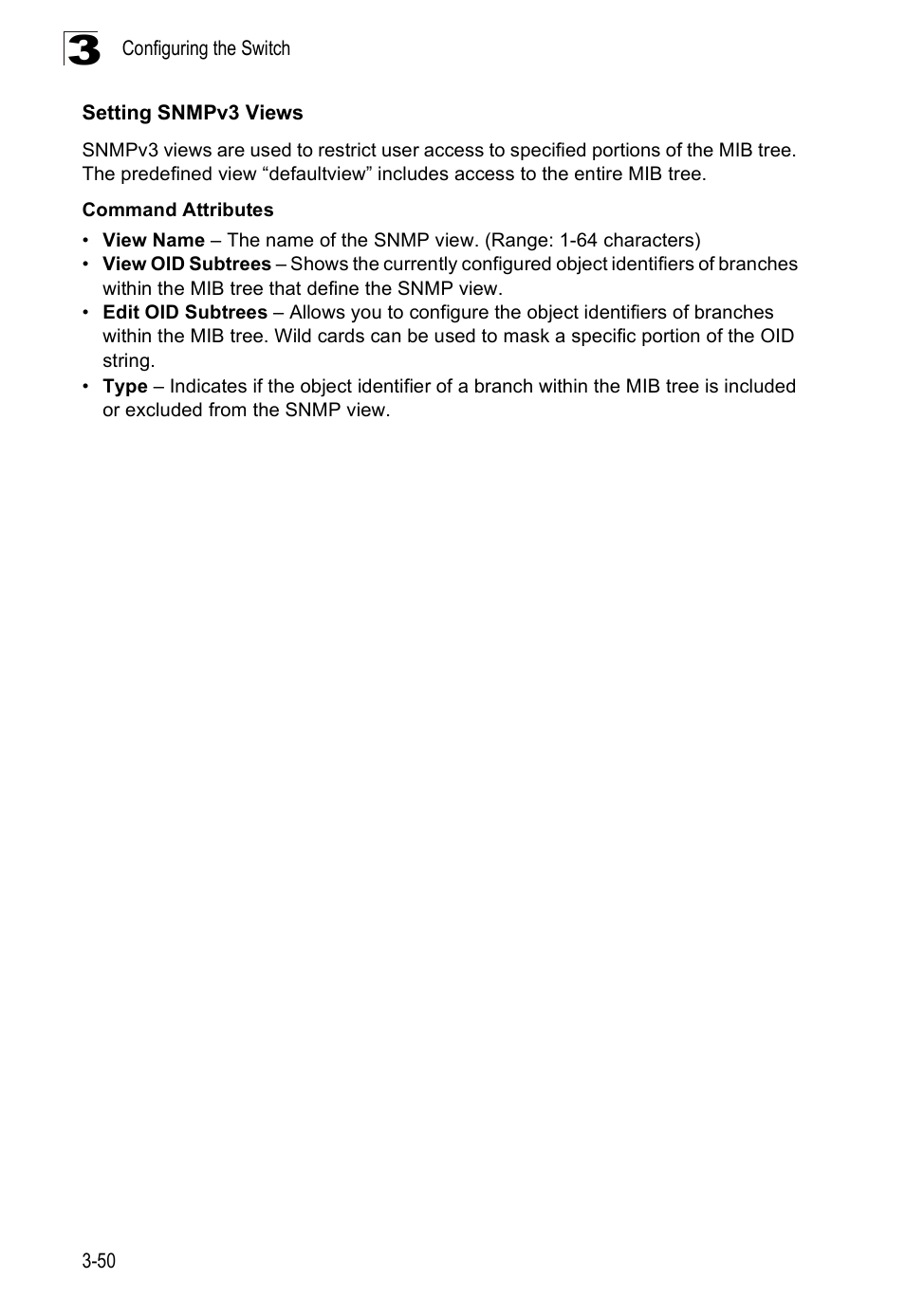 Setting snmpv3 views | SMC Networks SMC Tiger 10/100 SMC6128PL2 User Manual | Page 102 / 664