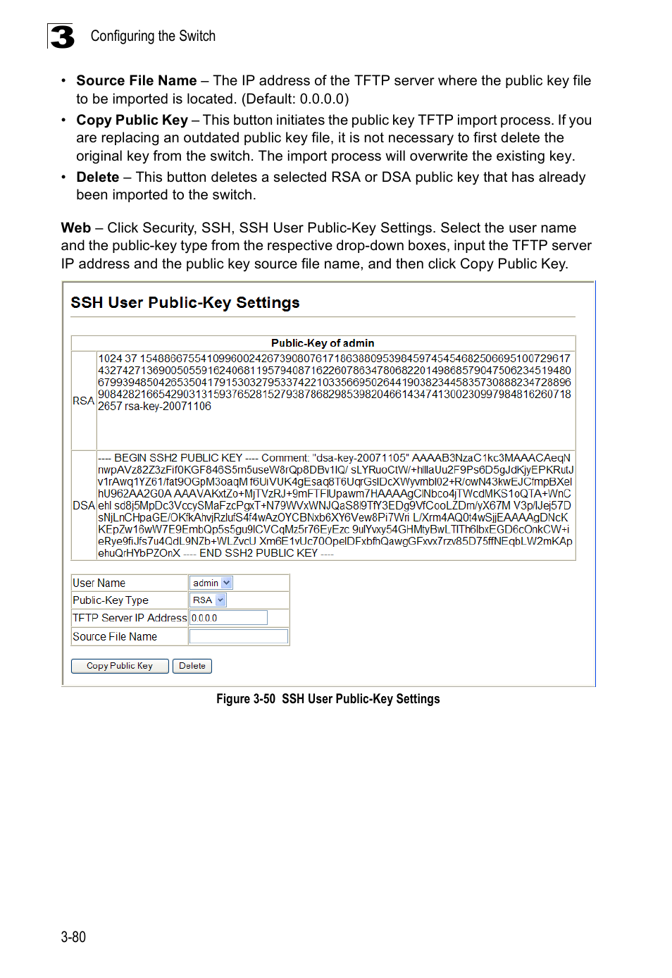 Figure 3-50, Ssh user public-key settings | SMC Networks SMC Tiger 10/100 SMC6128PL2 User Manual | Page 132 / 664