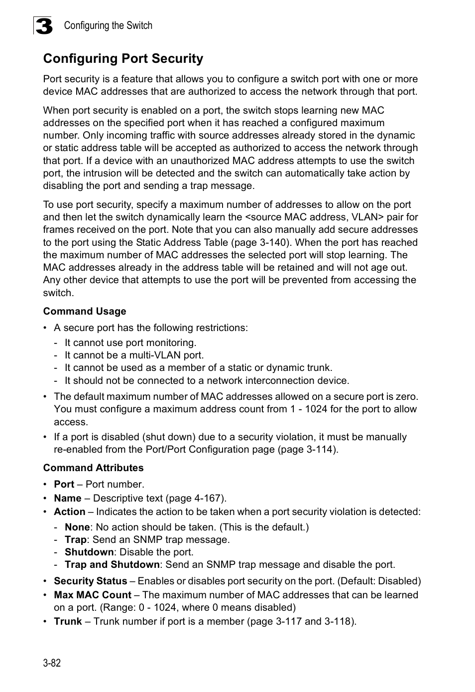 Configuring port security | SMC Networks SMC Tiger 10/100 SMC6128PL2 User Manual | Page 134 / 664