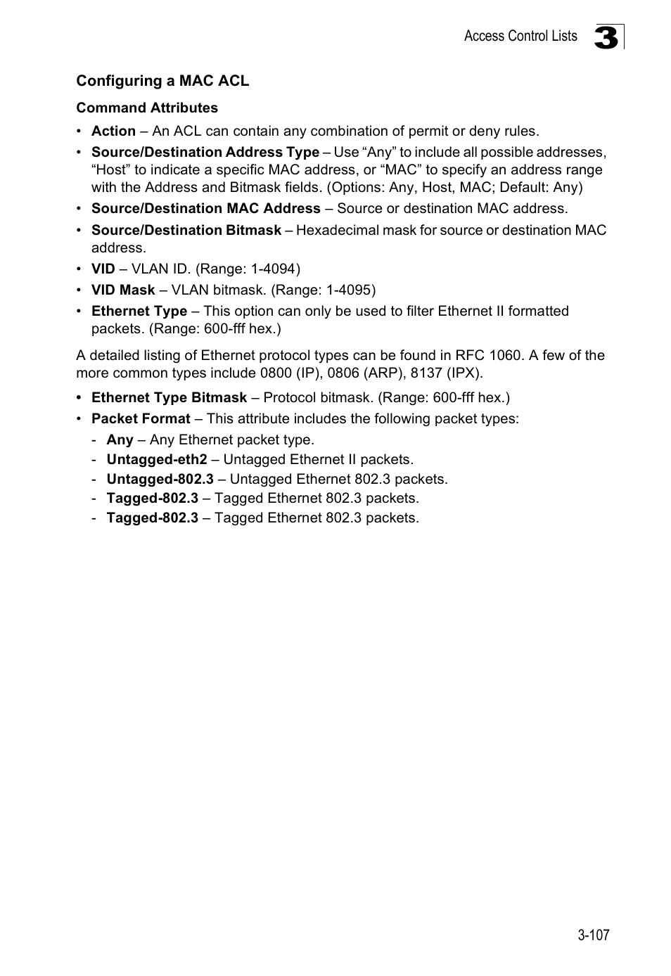 Configuring a mac acl | SMC Networks SMC Tiger 10/100 SMC6128PL2 User Manual | Page 159 / 664
