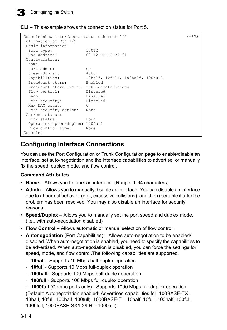 Configuring interface connections | SMC Networks SMC Tiger 10/100 SMC6128PL2 User Manual | Page 166 / 664