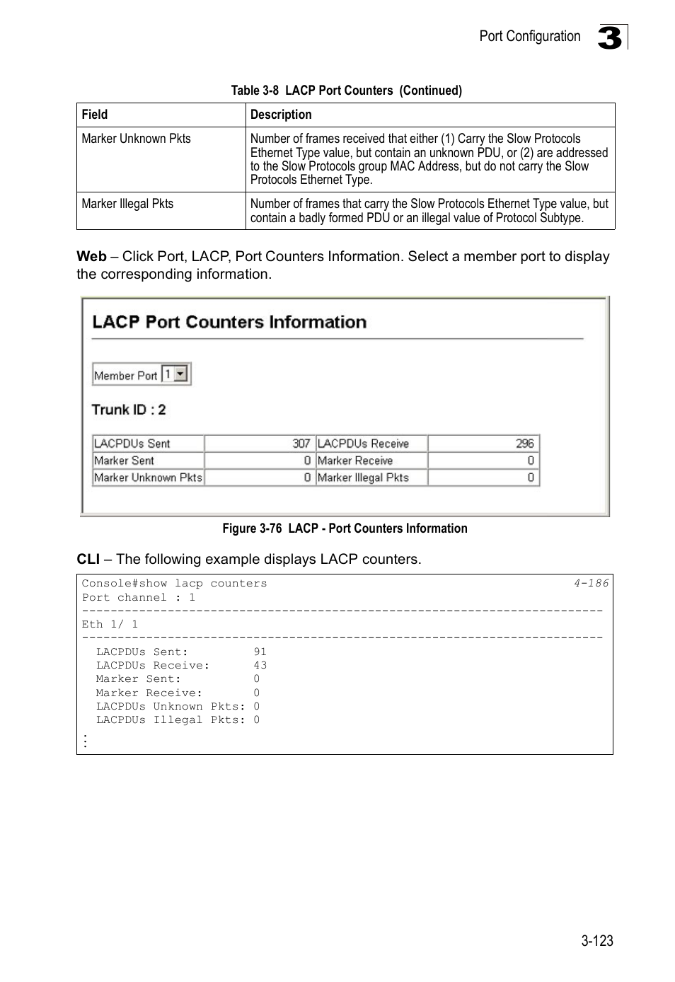 Figure 3-76, Lacp - port counters information | SMC Networks SMC Tiger 10/100 SMC6128PL2 User Manual | Page 175 / 664