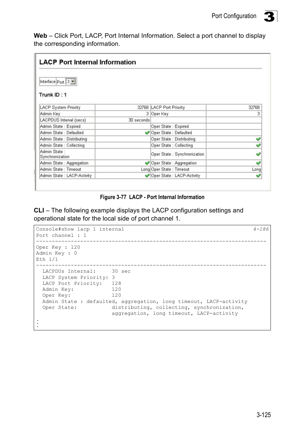 Figure 3-77, Lacp - port internal information | SMC Networks SMC Tiger 10/100 SMC6128PL2 User Manual | Page 177 / 664