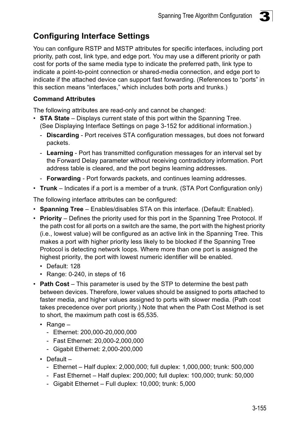 Configuring interface settings | SMC Networks SMC Tiger 10/100 SMC6128PL2 User Manual | Page 207 / 664