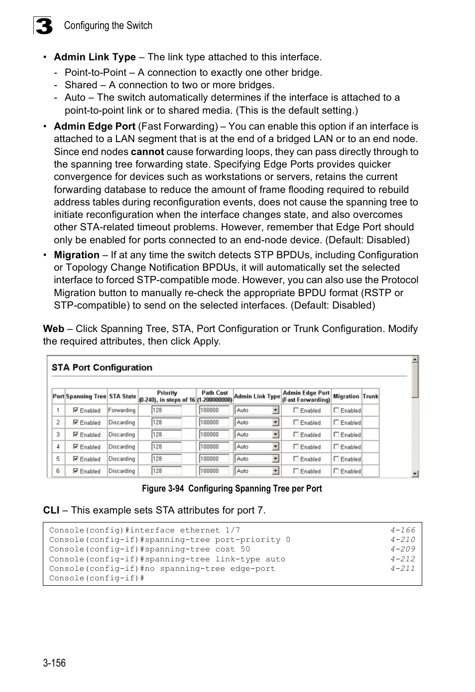 Figure 3-94 configuring spanning tree per port | SMC Networks SMC Tiger 10/100 SMC6128PL2 User Manual | Page 208 / 664