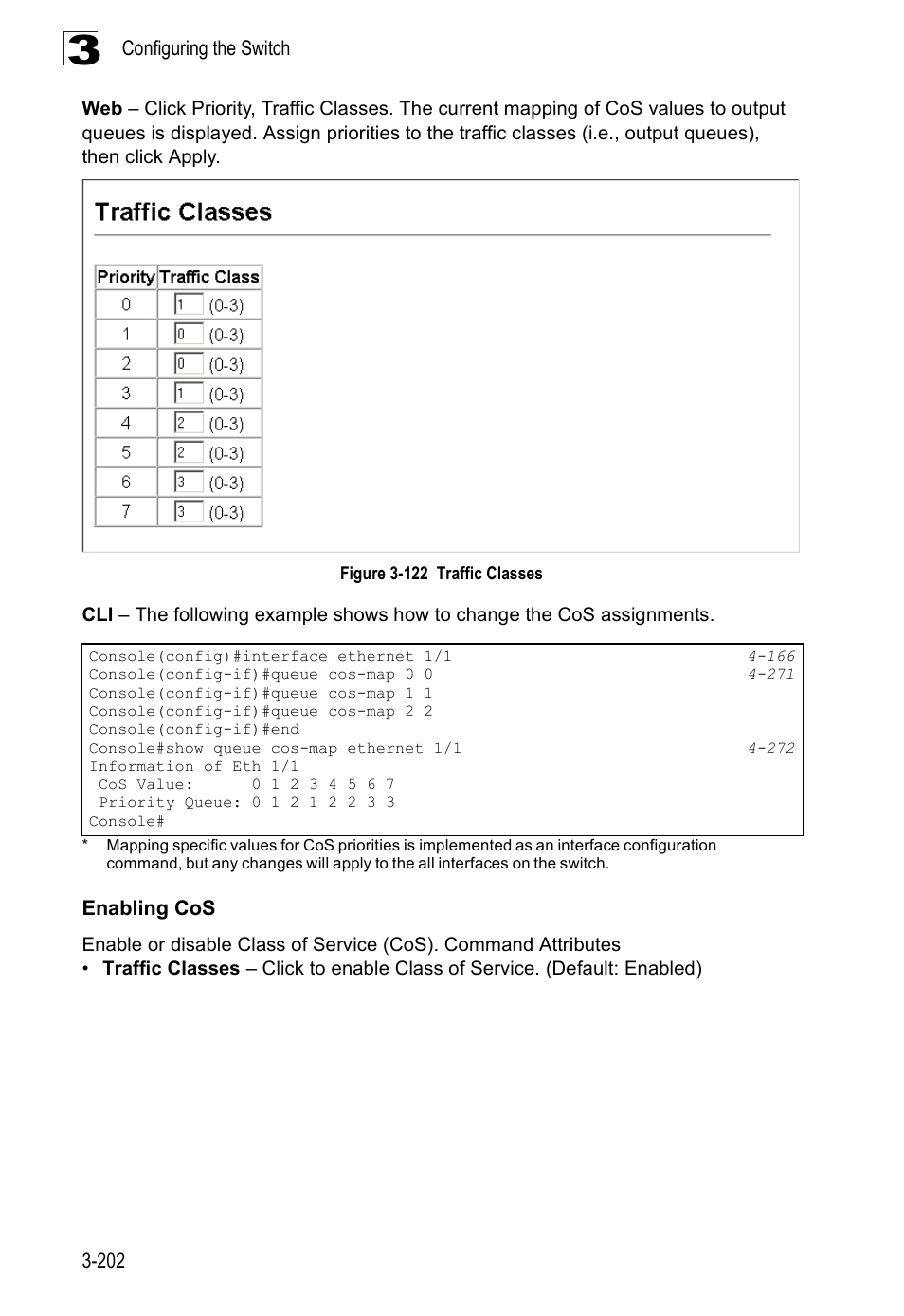 Enabling cos, Figure 3-122 traffic classes | SMC Networks SMC Tiger 10/100 SMC6128PL2 User Manual | Page 254 / 664