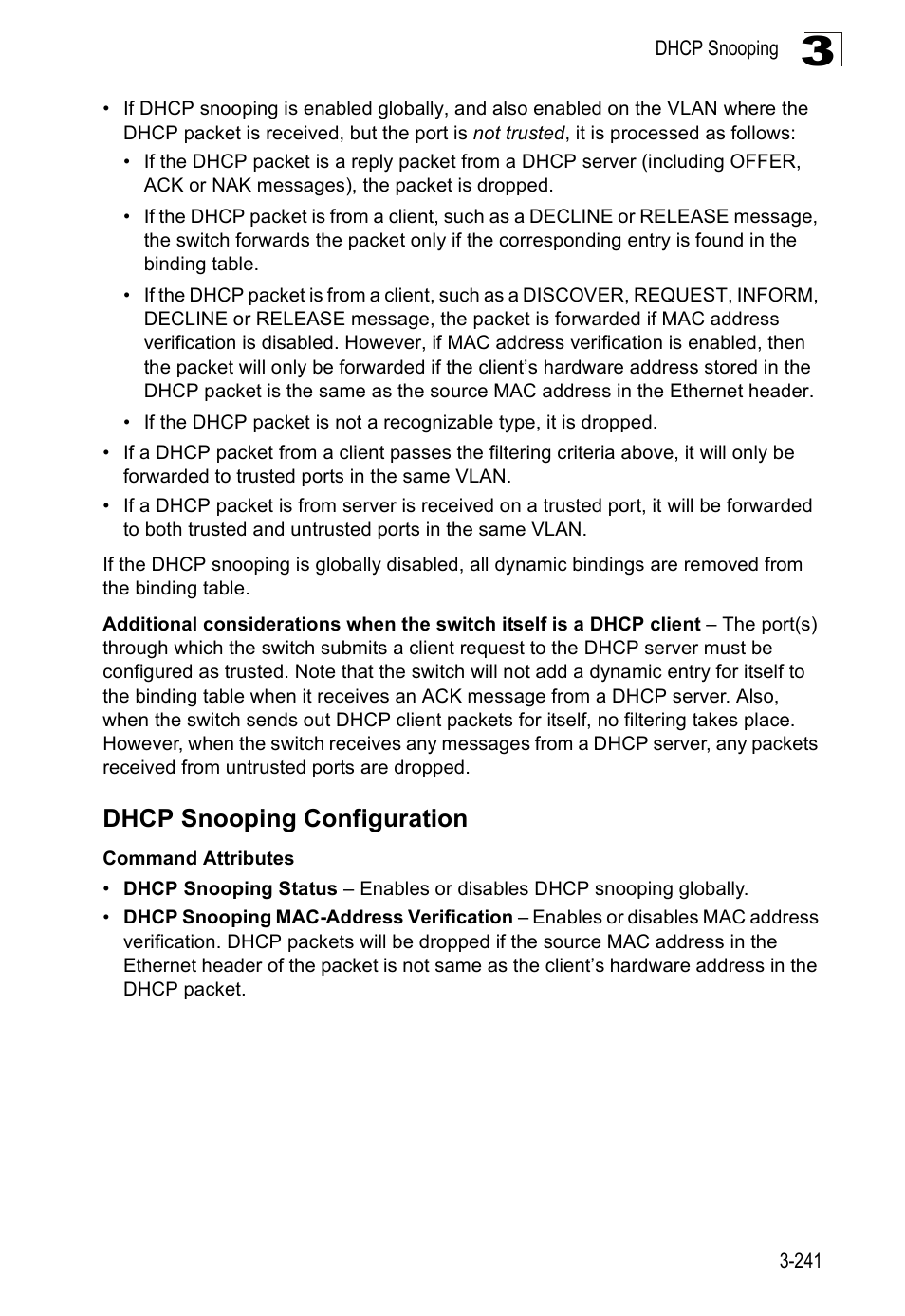 Dhcp snooping configuration | SMC Networks SMC Tiger 10/100 SMC6128PL2 User Manual | Page 293 / 664