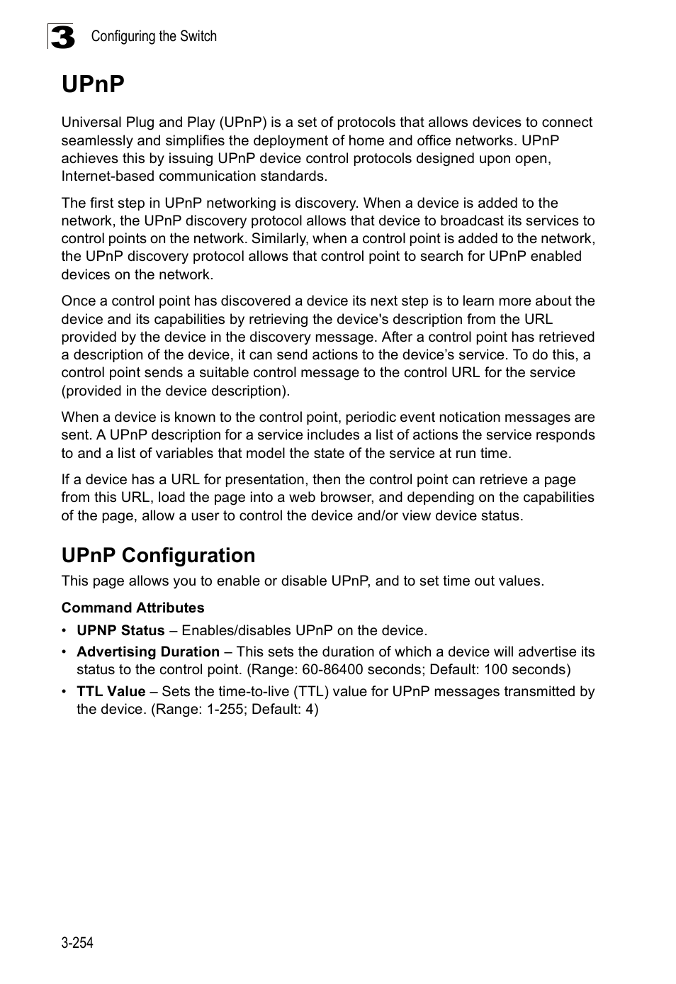 Upnp, Upnp configuration, Upnp 3-254 | SMC Networks SMC Tiger 10/100 SMC6128PL2 User Manual | Page 306 / 664