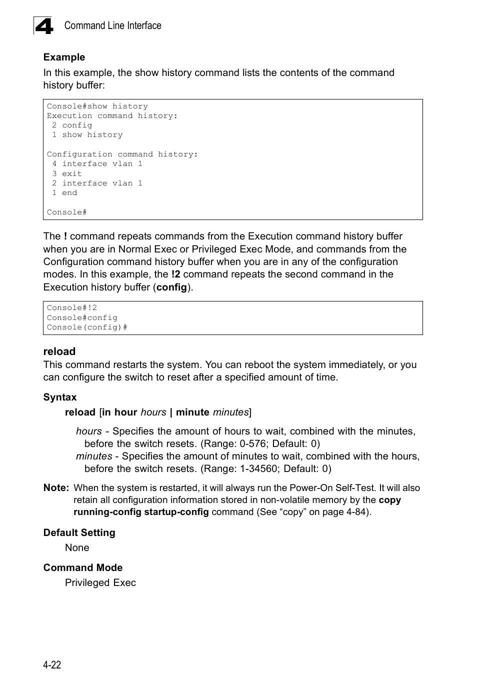 Reload, Reload 4-22 | SMC Networks SMC Tiger 10/100 SMC6128PL2 User Manual | Page 330 / 664
