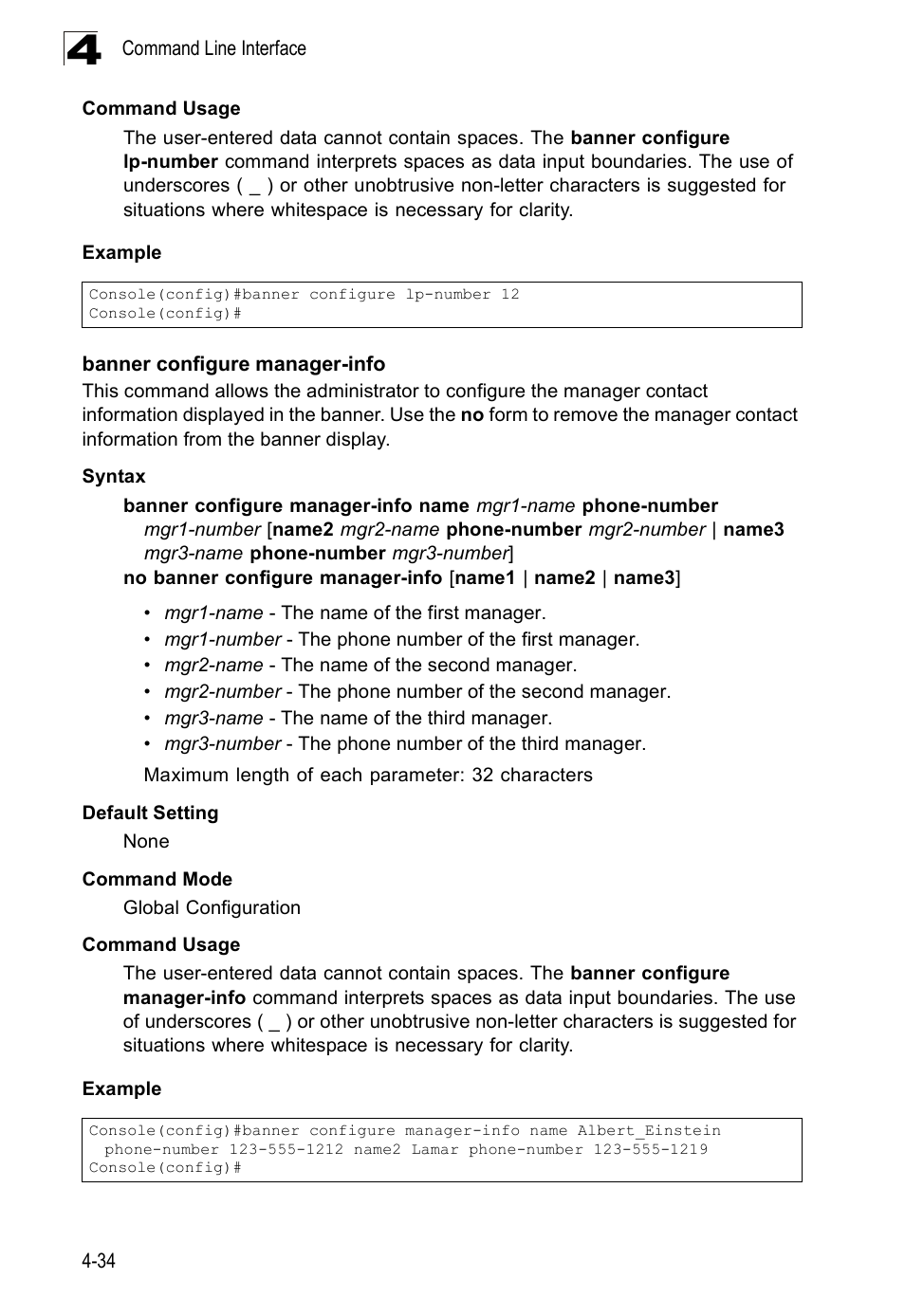 Banner configure manager-info | SMC Networks SMC Tiger 10/100 SMC6128PL2 User Manual | Page 342 / 664